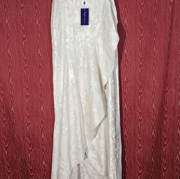 RALPH LAUREN Holiday Silver/Cream Long Side Zip Skirt Women's 6 NWT